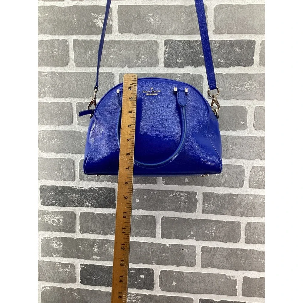 Kate Spade New York Blue Patent Leather Dome Satchel Crossbody Bag PXRU4829